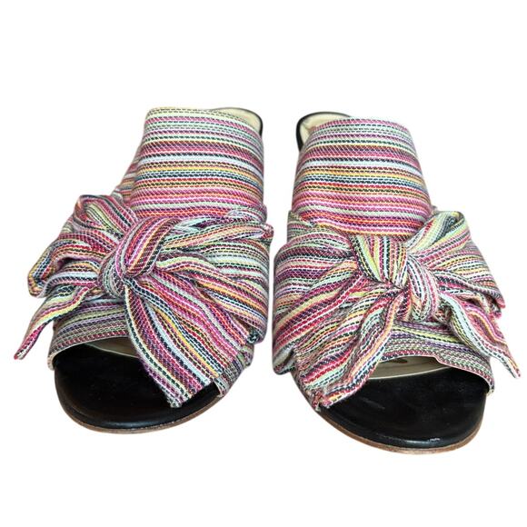 Sam Edelman Yumi Rainbow Cloth Block Heel Bow Slides size 11 - Picture 4 of 16